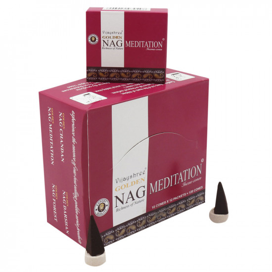 Golden Nag Meditation Incense cones (Single Pack)