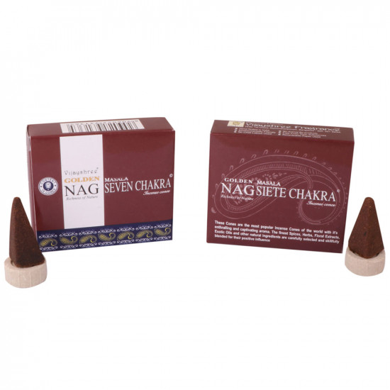 Golden Nag Siete Chakra Incense cones (Single Pack)