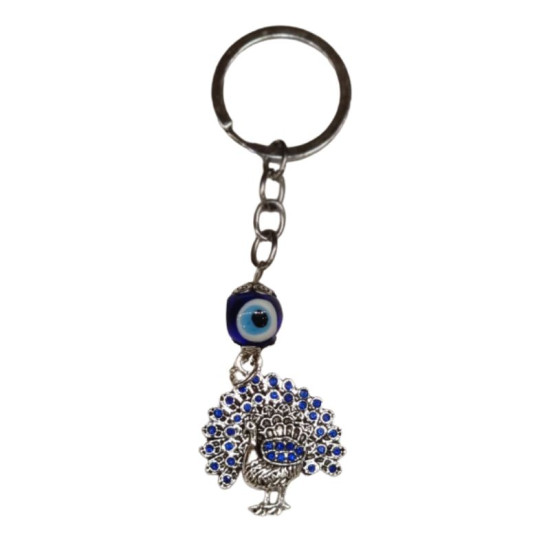 Peacock with Evil Eye Key Ring