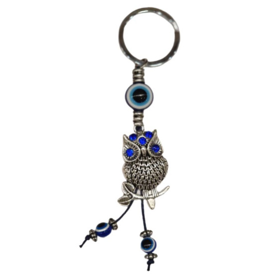 Owl with Evil Eye Key Ring 