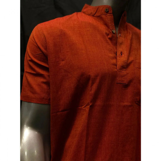 Mens Kurta Cotton/Rayon (Orange)