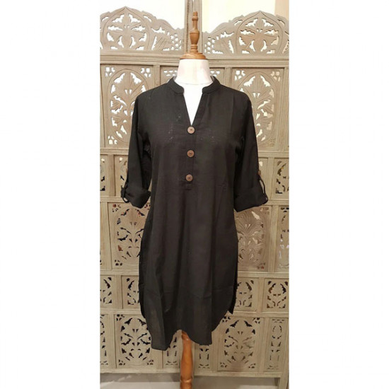 Khadi Long Top (Black)