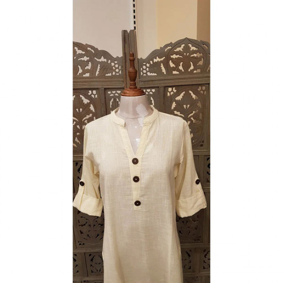 Khadi Long Top (Cream)