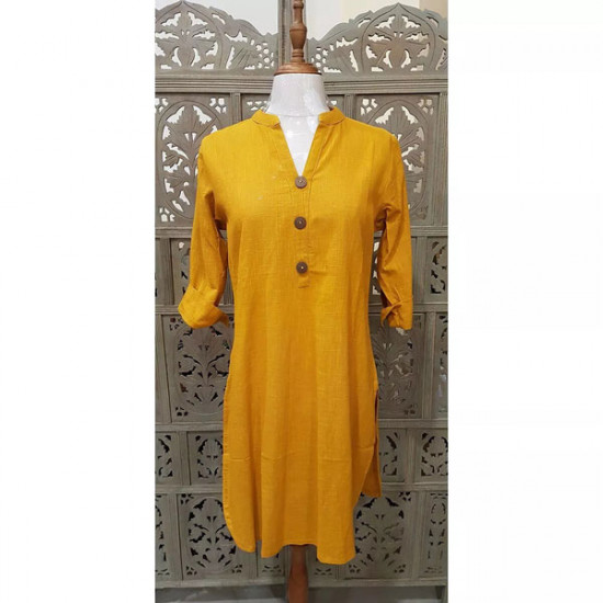 Khadi Long Top (Mustard)