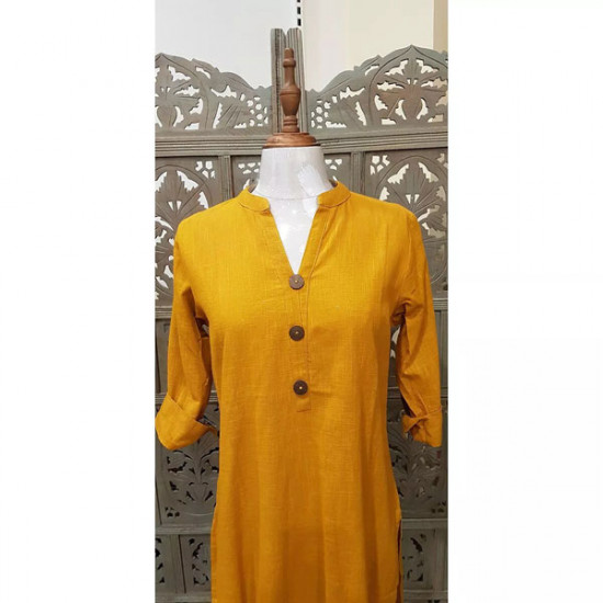 Khadi Long Top (Mustard)