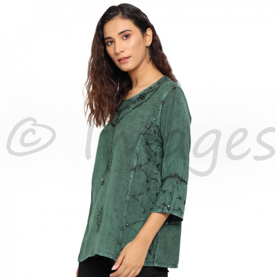 Self Color Embroided Kurta Top