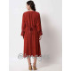 Burgundy Embroidded Long Dress