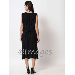 Midnight Black Embroidded Long Dress