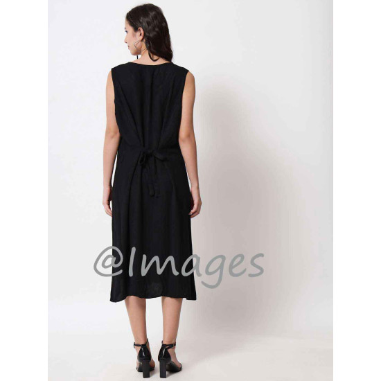 Midnight Black Embroidded Long Dress