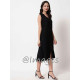 Midnight Black Embroidded Long Dress