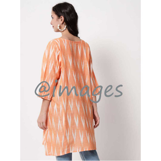 Orange Ikat V Top