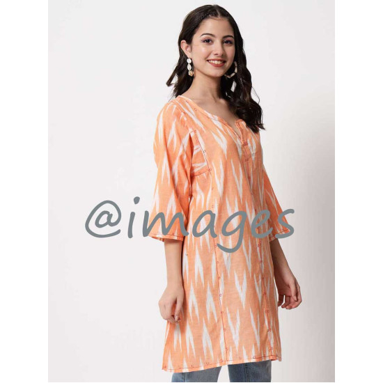 Orange Ikat V Top