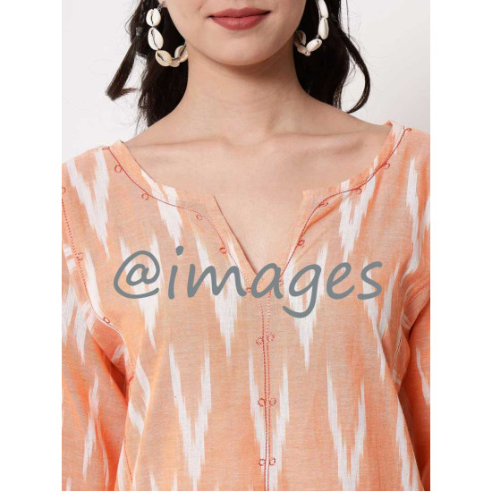 Orange Ikat V Top