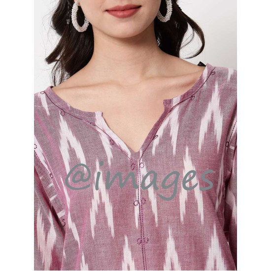 Mauve Ikat V Top 