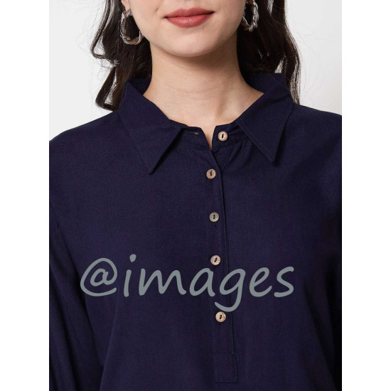 Berry Collared 5 Button Top