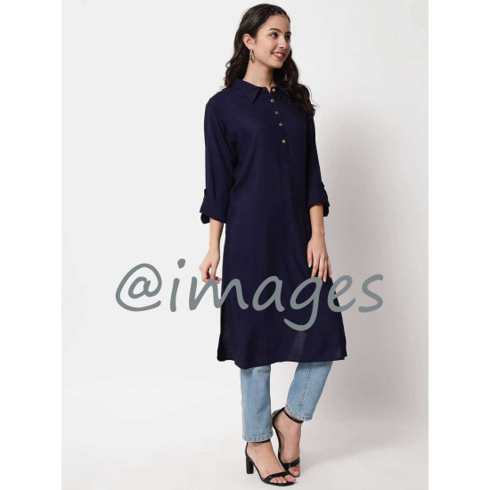 Berry Collared 5 Button Top