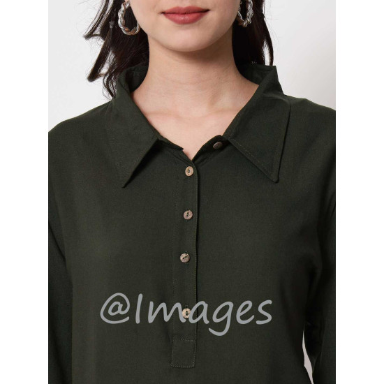 Phthalo Collared 5 Button Top